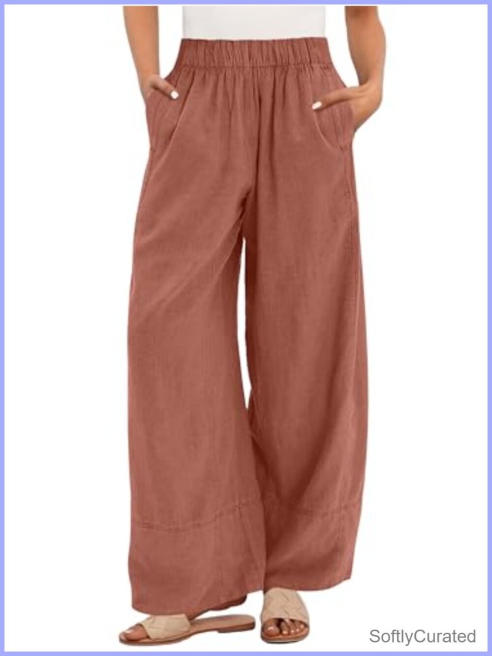 Wide Leg Linen Blend Lounge Pants Boho Palazzo Trousers